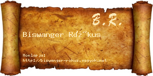 Biswanger Rókus névjegykártya